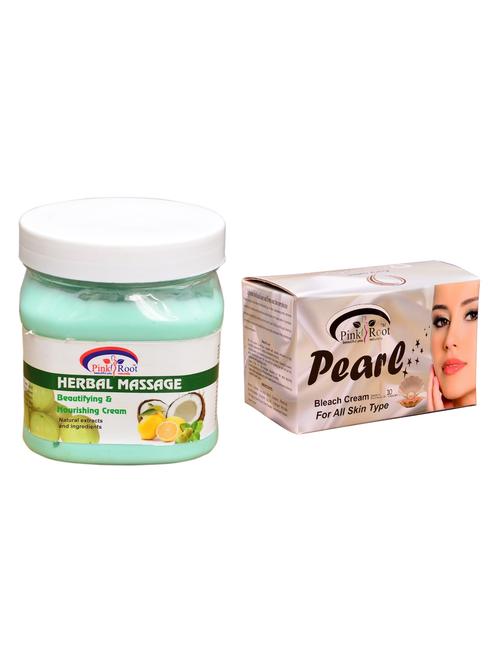 pink root pearl bleach 250gm and pink root herbal massage cream 500ml - 15060086 - Very Small Image - 1