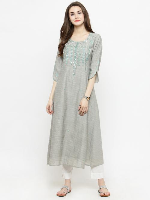 embroidered kurta pant set - 15060329 - Very Small Image - 1