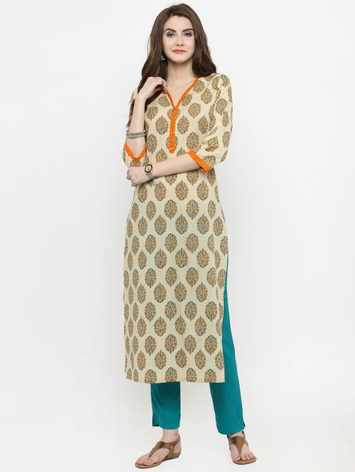 embellished placket straight kurta - 15060387 - Very Small Image - 1