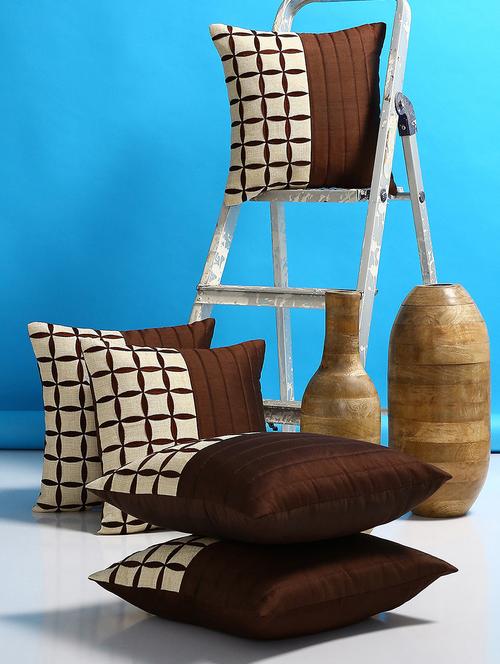 set of 5 jute cushion covers - 15061630 - Very Small Image - 1