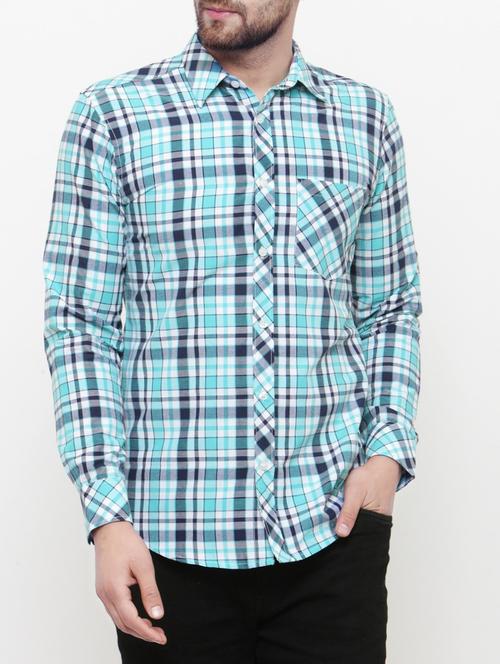 blue cotton casual shirt - 15061720 - Very Small Image - 1