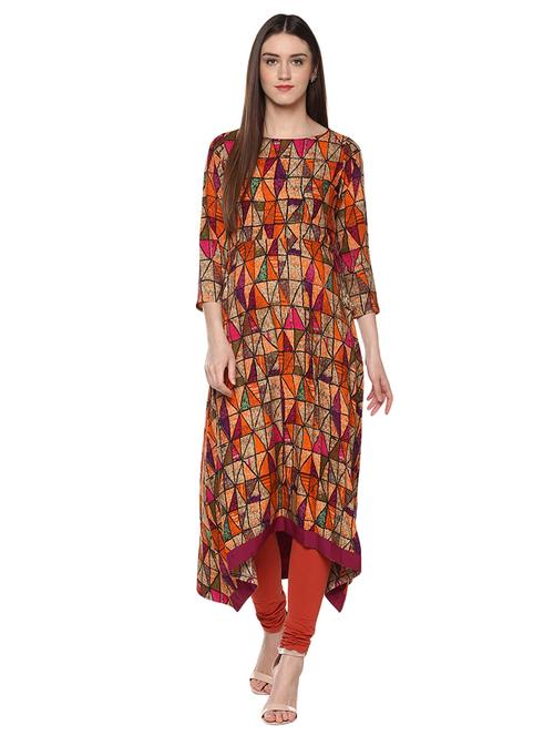 geometrical high low kurta - 15061748 - Very Small Image - 1