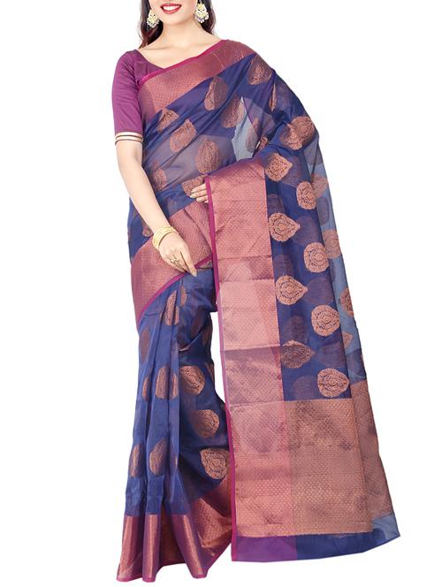 blue cotton silk woven saree - 15061824 - Very Small Image - 1