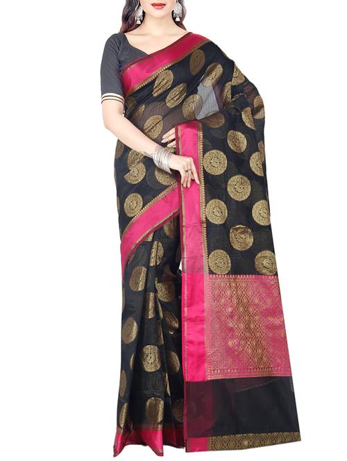 black cotton silk woven saree - 15061828 - Very Small Image - 1