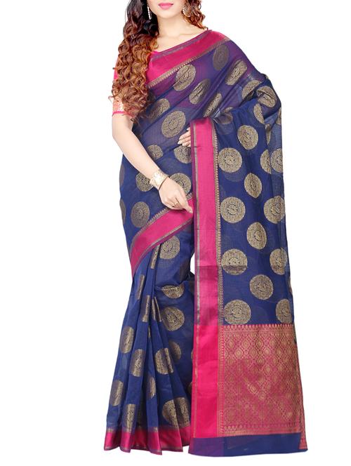 blue cotton silk woven saree - 15061829 - Very Small Image - 1
