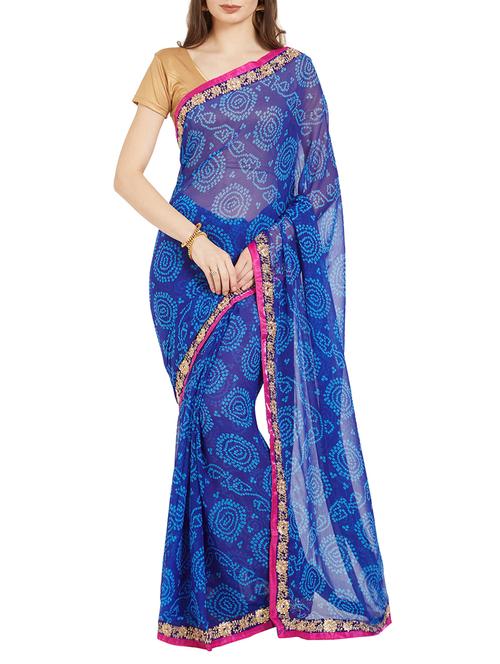 blue chiffon embroidered saree with blouse - 15061933 - Very Small Image - 1
