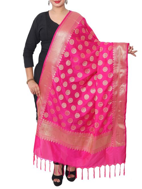pink art silk dupatta - 15063581 - Very Small Image - 1