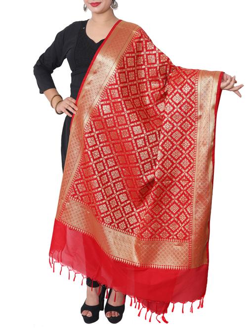 red art silk dupatta - 15063582 - Very Small Image - 1