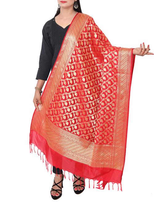 red art silk dupatta - 15063588 - Very Small Image - 1
