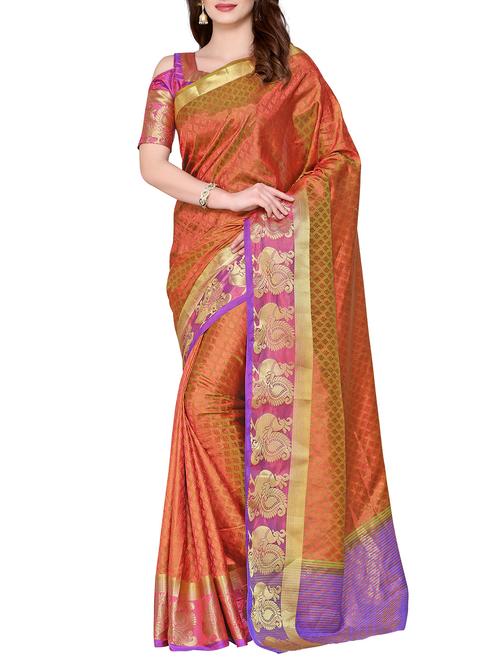 brown art silk kanjivaram saree - 15063659 - Very Small Image - 1