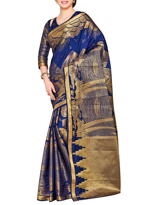blue art silk kanjivaram saree - 15063663 - Very Small Image - 1
