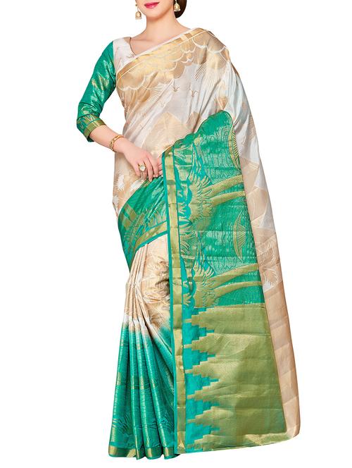 contrast zari border saree - 15063664 - Very Small Image - 1