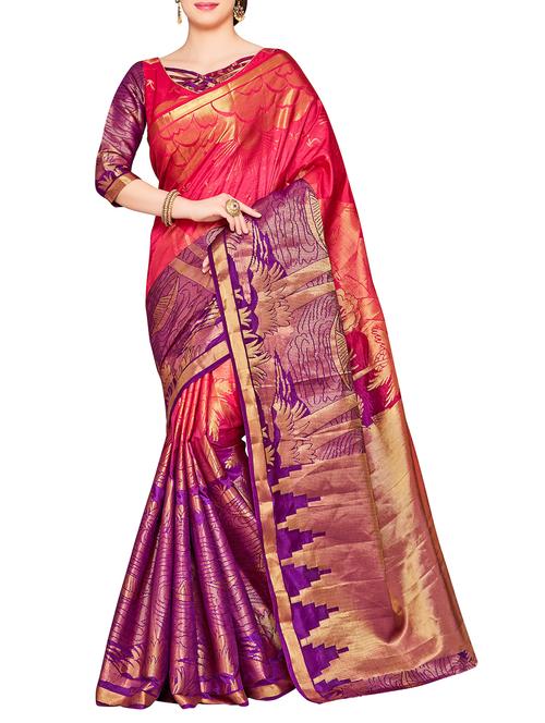 red art silk kanjivaram saree - 15063665 - Very Small Image - 1