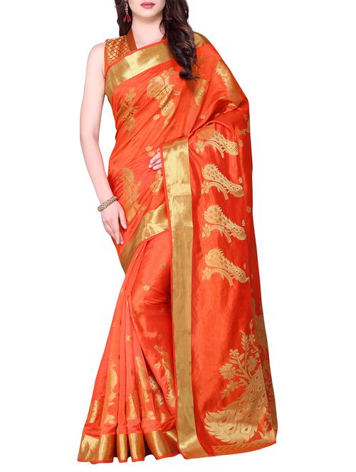 orange art silk kanjivaram saree - 15063686 - Very Small Image - 1