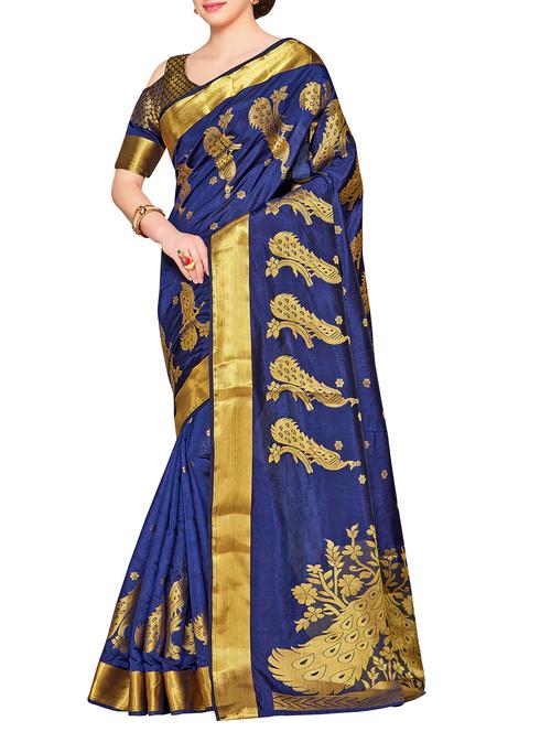 blue art silk kanjivaram saree - 15063689 - Very Small Image - 1