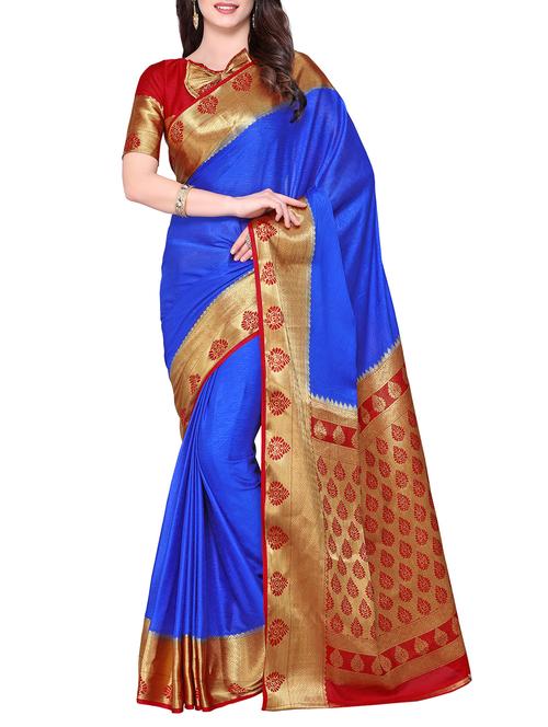 blue crepe kanjivaram saree - 15063691 - Very Small Image - 1