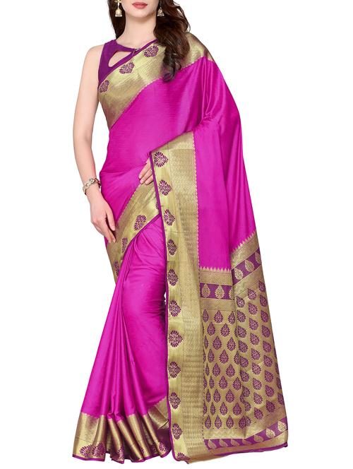 magenta crepe kanjivaram saree - 15063694 - Very Small Image - 1