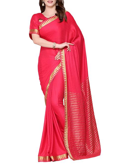 pink crepe woven saree - 15063721 - Very Small Image - 1