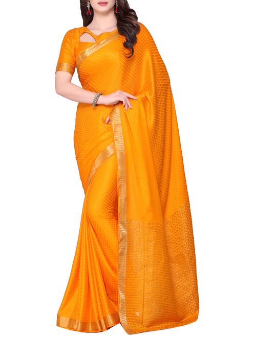 orange crepe woven saree - 15063725 - Very Small Image - 1