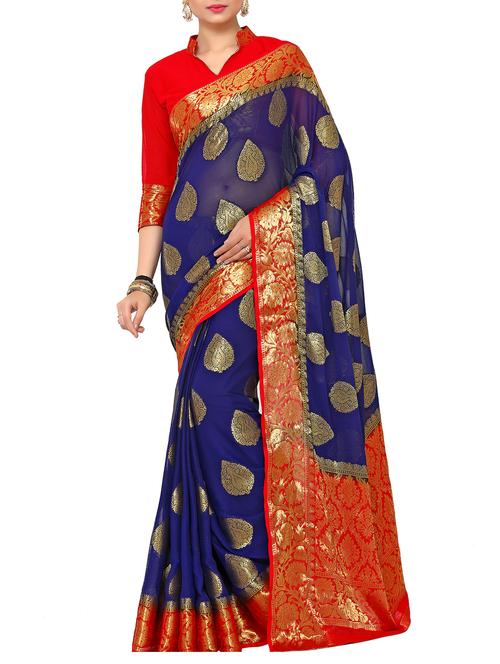 blue chiffon kanjivaram saree - 15063752 - Very Small Image - 1