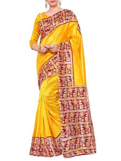 yellow art silk bordered saree - 15063776 - Very Small Image - 1