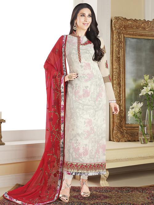 embroidered unstitched churidaar suit - 15063796 - Very Small Image - 1