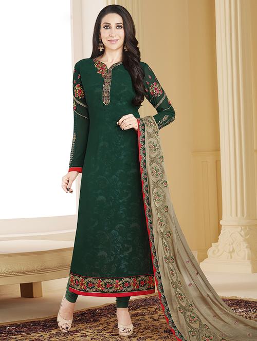 embroidered churidaar unstitched suit - 15063797 - Very Small Image - 1