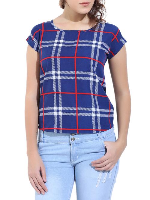 cap sleeved checkered top - 15064337 - Very Small Image - 1