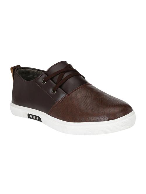 brown leatherette lace up sneaker - 15064457 - Very Small Image - 1
