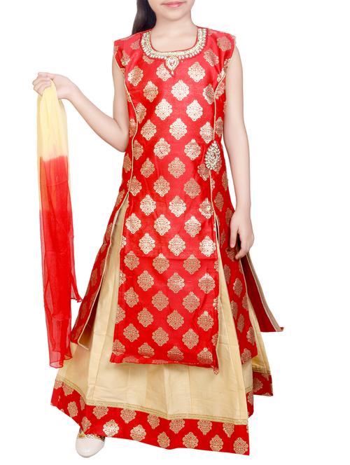 red printed lehnga choli - 15064546 - Very Small Image - 1