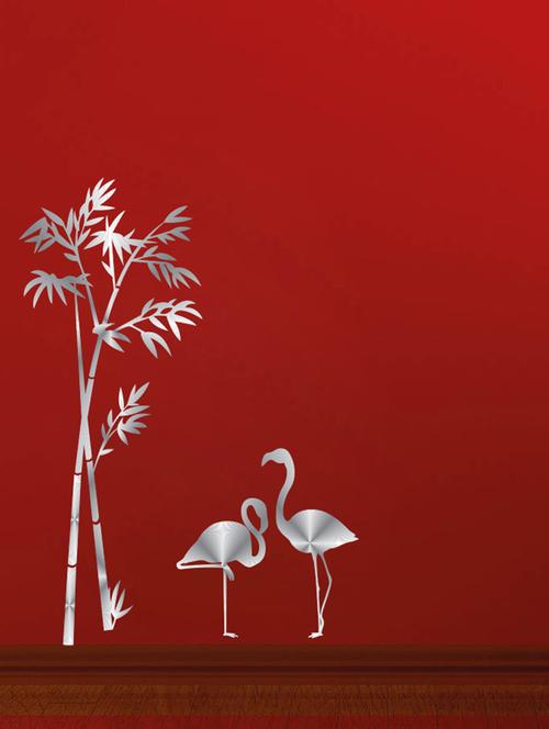 flamingo with bamboo wall sticker - 15065588 - Very Small Image - 1