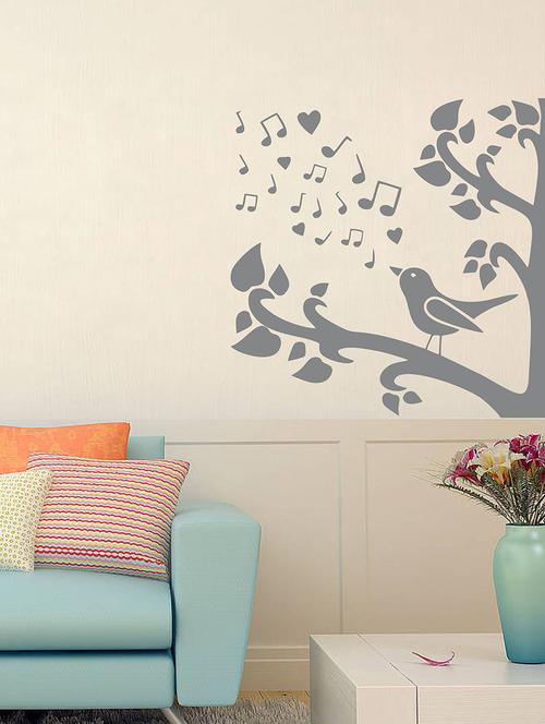 bird singing on tree wall sticker - 15065628 - Very Small Image - 1