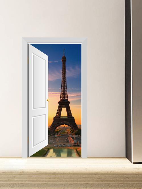 eiffel tower door view wall sticker - 15065763 - Very Small Image - 1