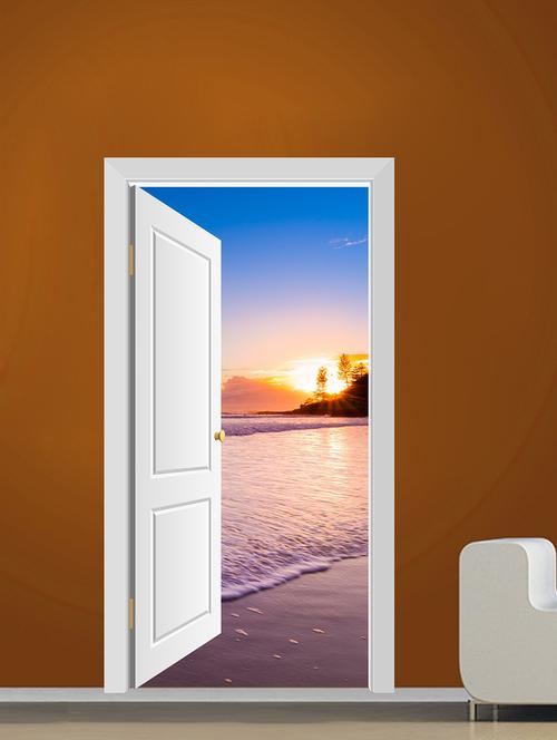 beach door view wall sticker - 15065769 - Very Small Image - 1
