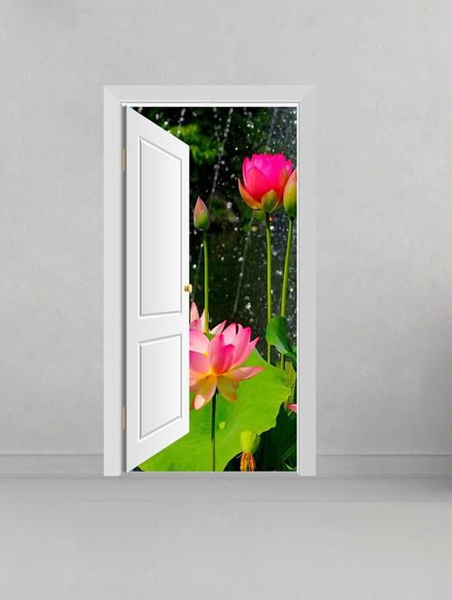 flowers door view wall sticker - 15065770 - Very Small Image - 1