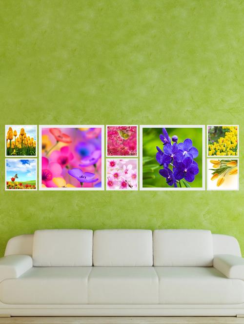 flowers eight pieces wall sticker - 15065794 - Very Small Image - 1