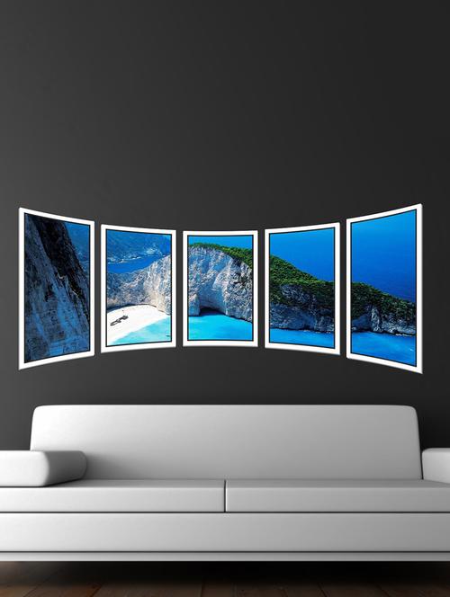 sea beach five pieces wall sticker - 15065804 - Very Small Image - 1
