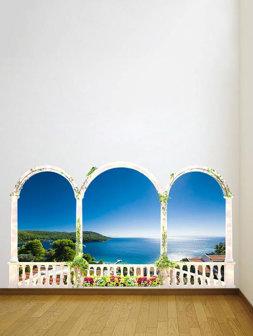 sea balkoni view wall sticker - 15065808 - Very Small Image - 1