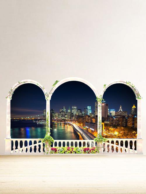 city balkoni view wall sticker - 15065809 - Very Small Image - 1