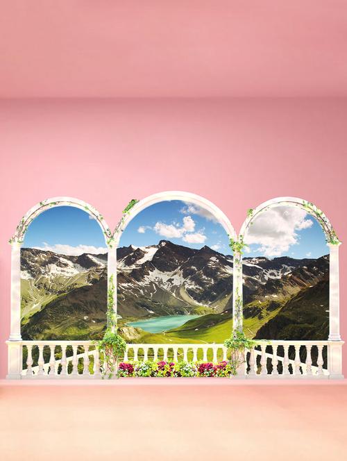 mountains balkoni view wall sticker - 15065810 - Very Small Image - 1