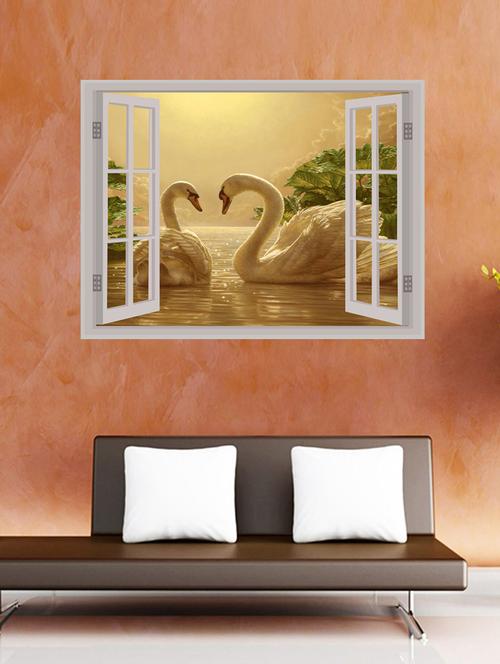 two ducks window illution wall sticker - 15065857 - Very Small Image - 1