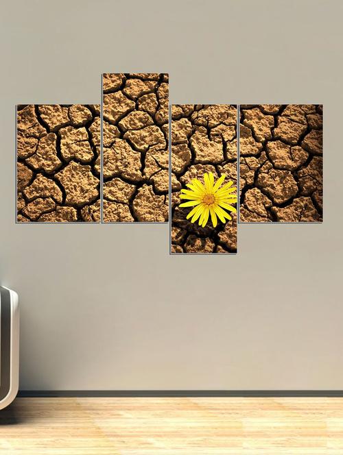 cracks with flower four pieces wall sticker - 15065936 - Very Small Image - 1