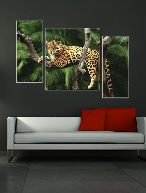 leopard on tree three pieces wall sticker - 15065966 - Very Small Image - 1