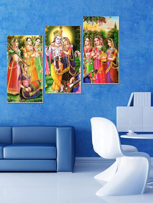 radha krishna three pieces wall sticker - 15065984 - Very Small Image - 1