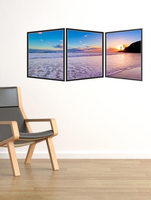 sunset at beach three pieces wall sticker - 15066006 - Very Small Image - 1