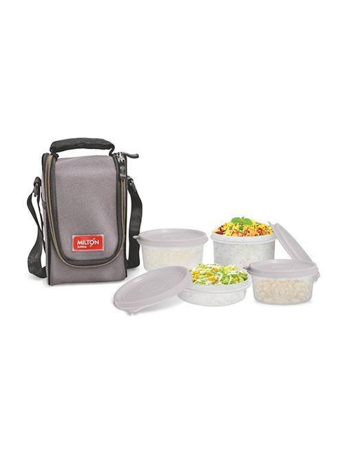 full meal 4 containers lunch box - grey - 15066120 - Very Small Image - 1