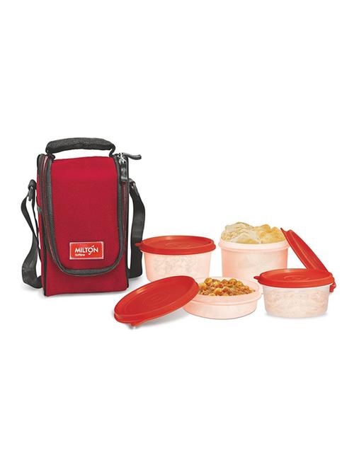 full meal 4 containers lunch box - red - 15066136 - Very Small Image - 1
