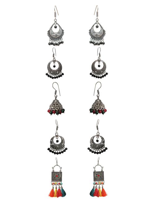 multi colored metal combo earrings (set of 4) - 15066350 - Very Small Image - 1