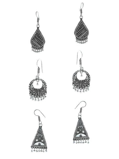 metallic metal combo earring (set of 3) - 15066351 - Very Small Image - 1
