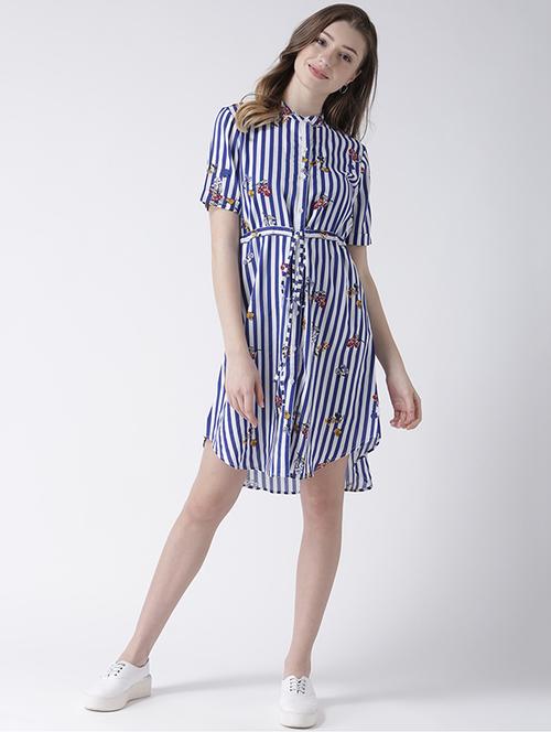 drawstring striped shirt dress - 15066963 - Very Small Image - 1